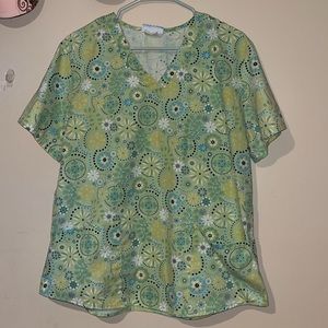 SB scrubs light green floral scrub top